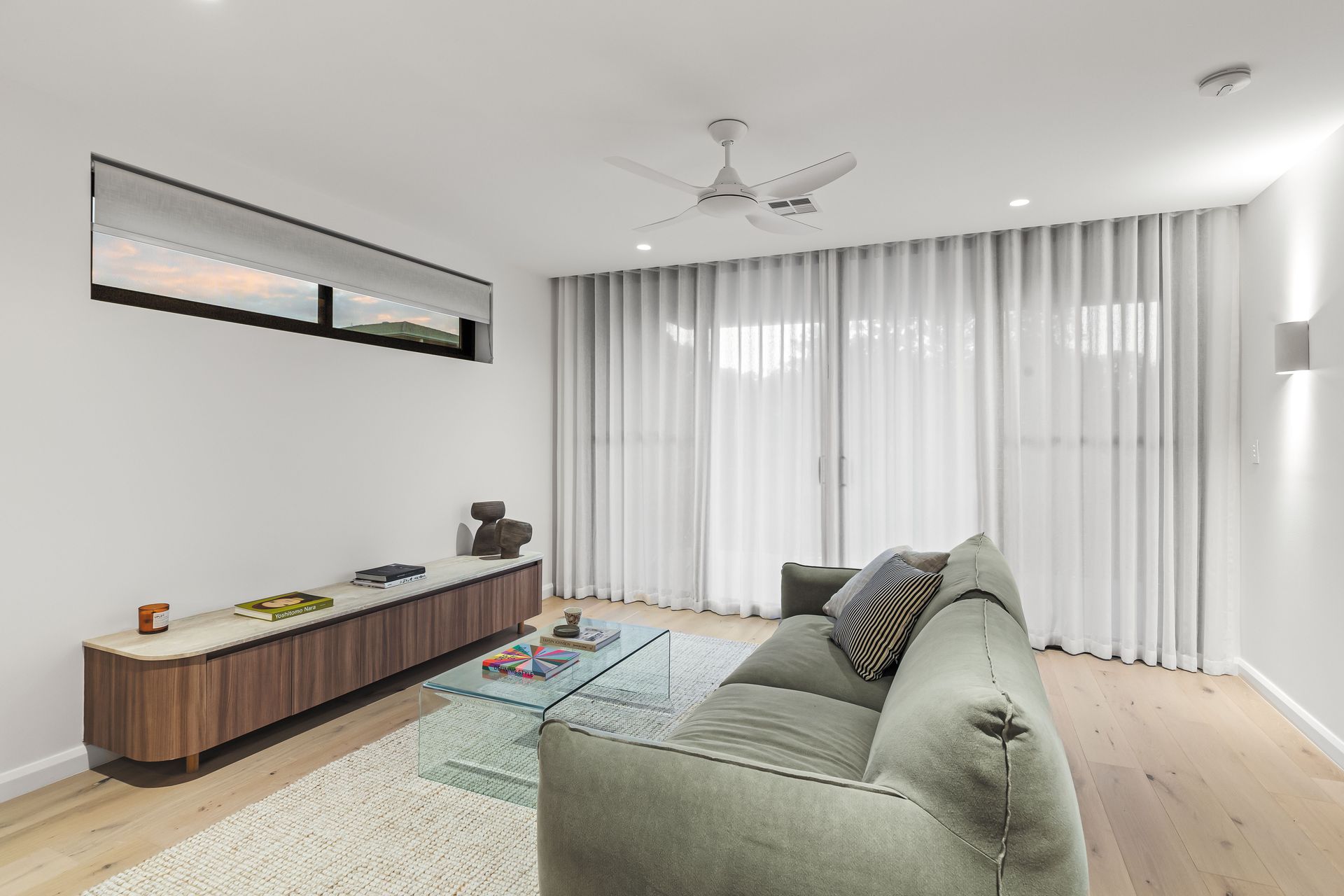 Living room - TV unit and ceiling fan