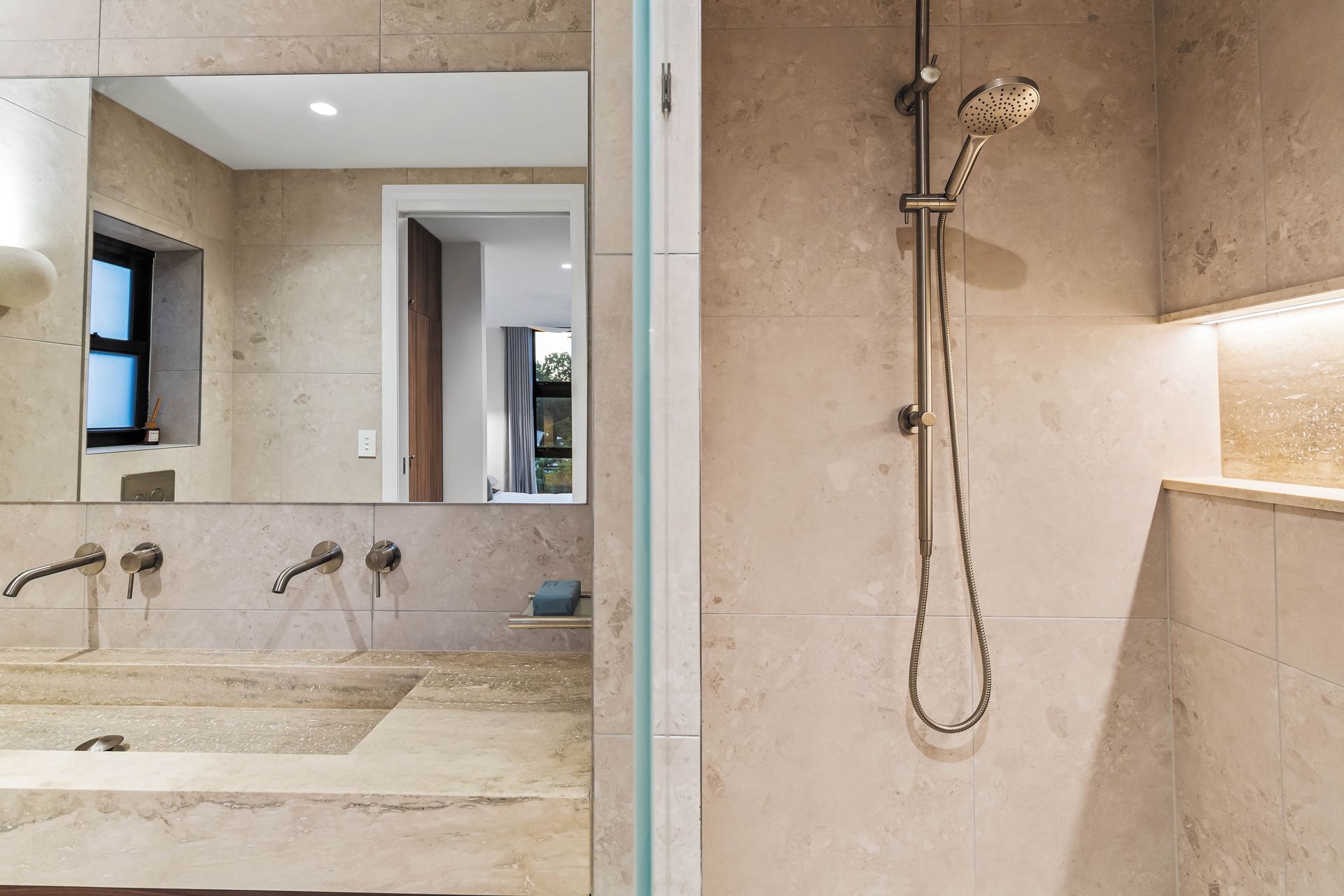 Bathroom - vanity detail with rain shower