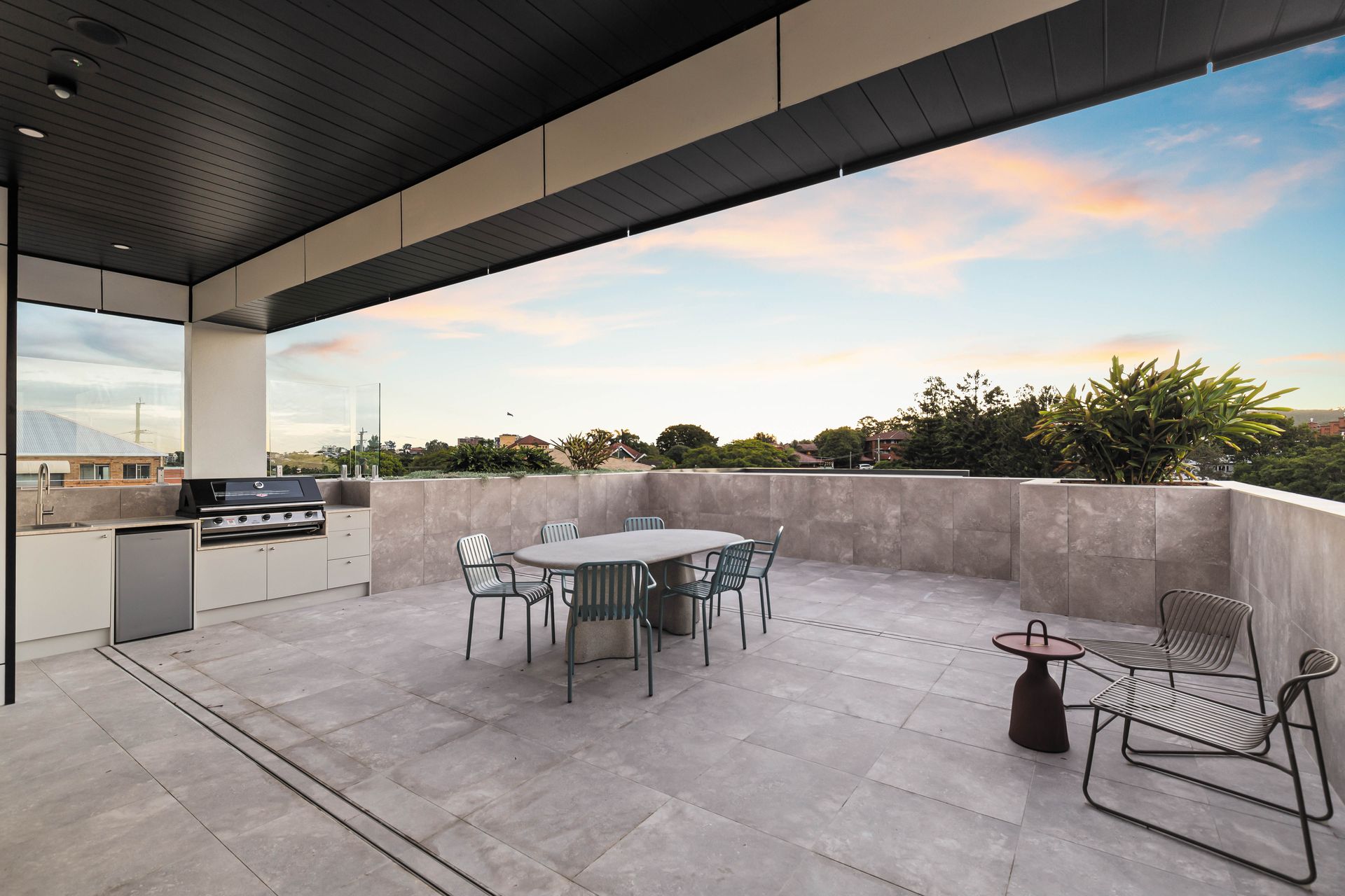 Communal rooftop BBQ and entertaining area
